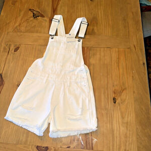 Arizona Jean Co Ladies Overall Shorts White Denim Size XS MSRP $54
